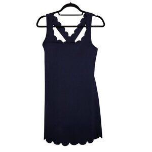 J Crew Navy Blue Romper Size M Stretchy Criss-Cross Scalloped Straps